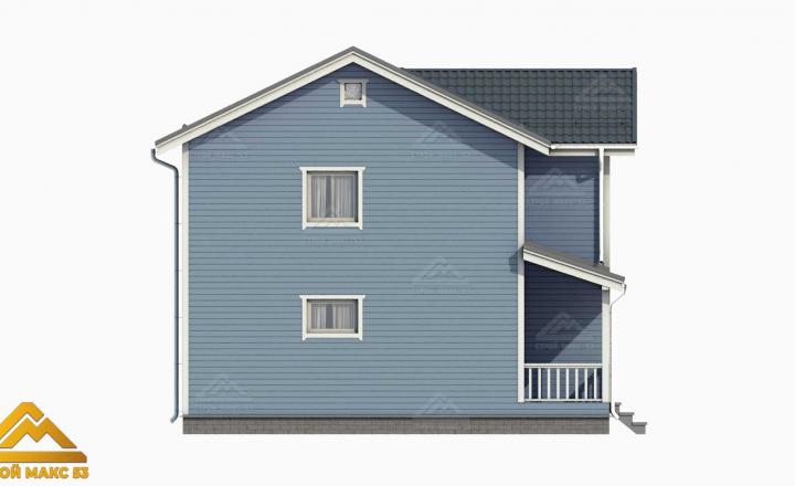 голубой фасад финский дом 3-д план вид сбоку