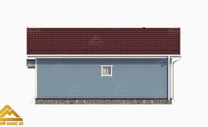 3D-рисунок финского дома с верандой голубого цвета