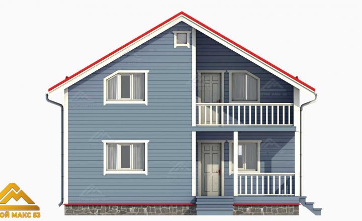 3-д модель финского дома голубой фасад