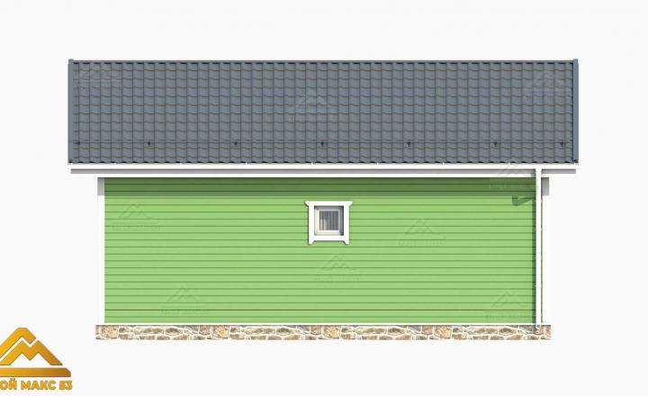 3D-рисунок финского дома с террасой зеленого цвета
