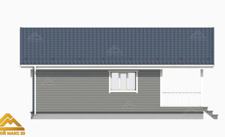 3-д рисунок фасада финского дома с террасой сбоку