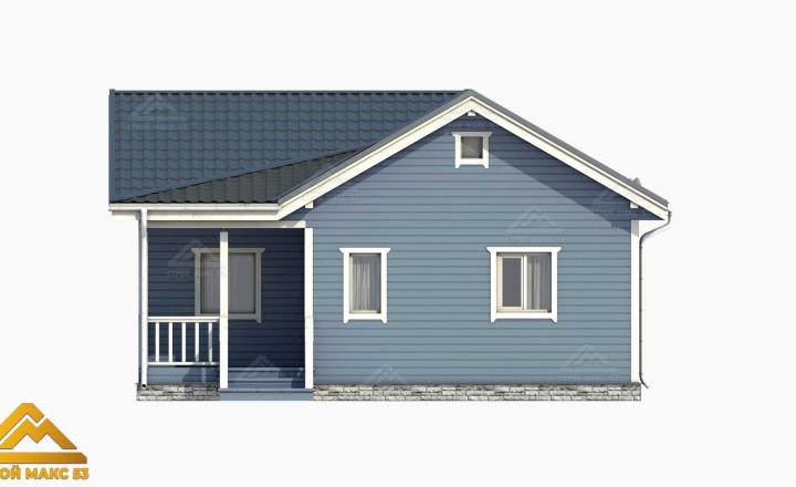 голубой фасад финский дом с террасой 3-д проект