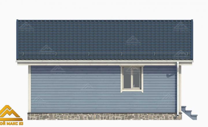3-д рисунок фасада финского дома с сауной сбоку
