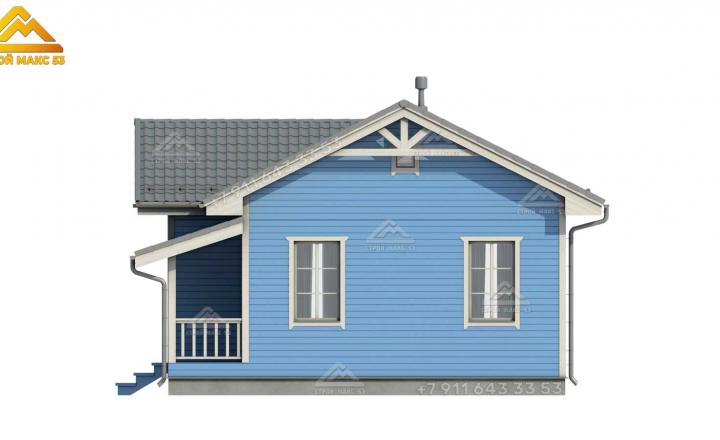 3d эскиз каркасного одноэтажного дома со вторым светом вид сбоку