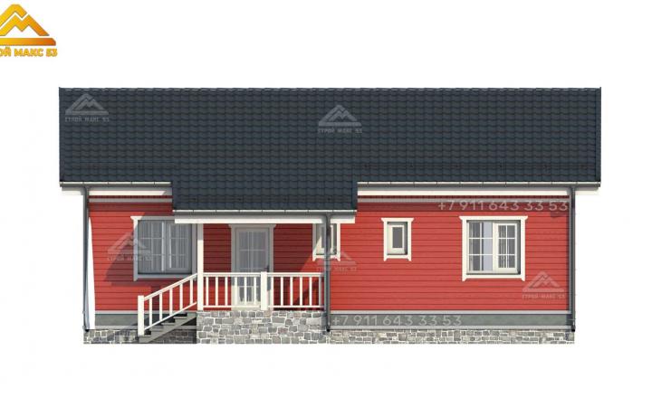 3-д рисунок каркасного одноэтажного дома 12 на 9 вид спереди
