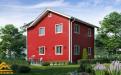 финский дом с мансардой красный фасад