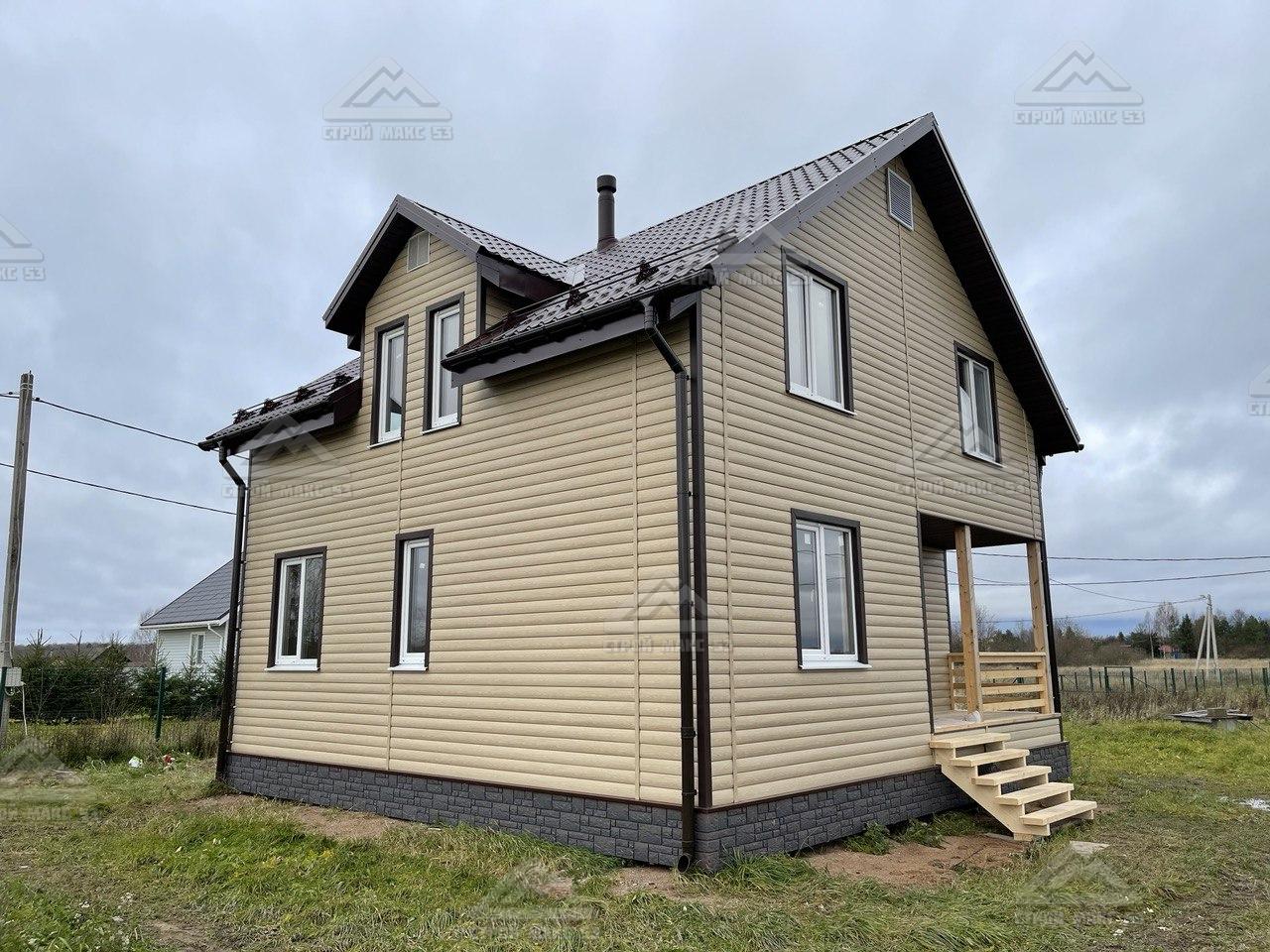 Финский каркасный дом 128 м.кв. в деревне Высокое вид сбоку